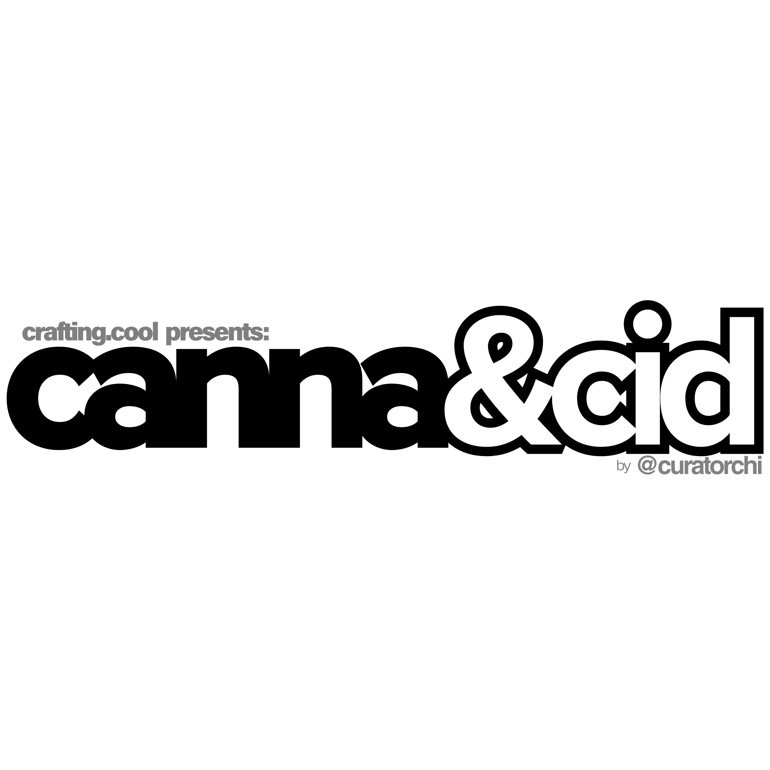 Black-and-white canna&cid album cover presented by crafting.cool and credited to @curatorchi