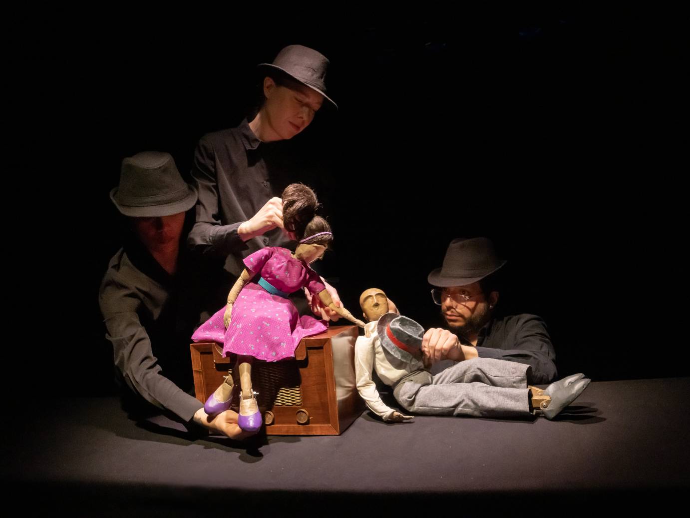 Puppeteers performing Ruby and Charlie at HERE Arts Center